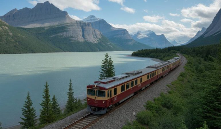 Voyage en train à travers les paysages mythiques du Canada : de lacs glacés aux forêts infinies